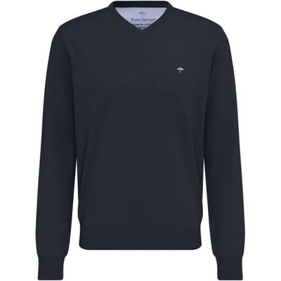 Fynch-Hatton V-hals Trui Navy 100% Katoen Regular Fit - 4XL