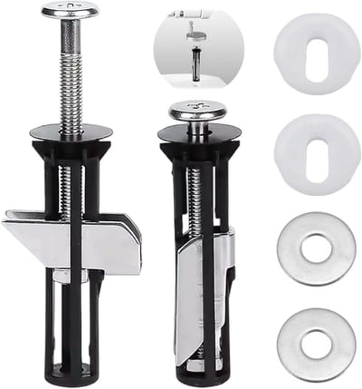 Toiletbrilbouten Set - Scharnier Bevestigingen - Toilet Reparatie - Snelontgrendeling - 2 Stuks - Zilver