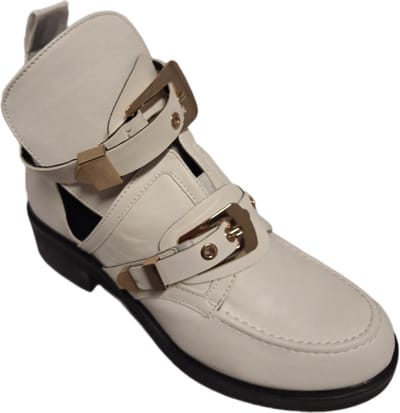 LUCKYSHOES-FANCY BOOTS-ENKELBAND MET GESP-GOUDKKLEURIG GESP-LEDERLOOK-40