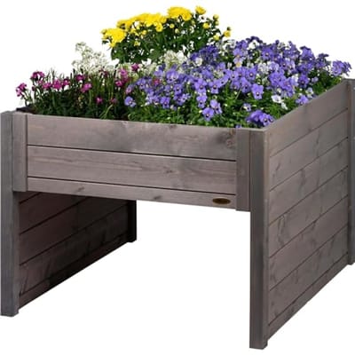 Grote garage voor robotmaaier van hout met plantenbak incl. folie - 79 x 73 x 56 cm - antraciet