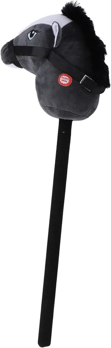 Stokpaard speelgoed - Pluche paard - Actief spel - Met geluidseffecten - 68 cm - Zwart