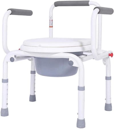 Toiletstoel - Commode Stoel - Ondersteuning Zitten - Verstelbare Hoogte - 150kg Draagkracht - Rood