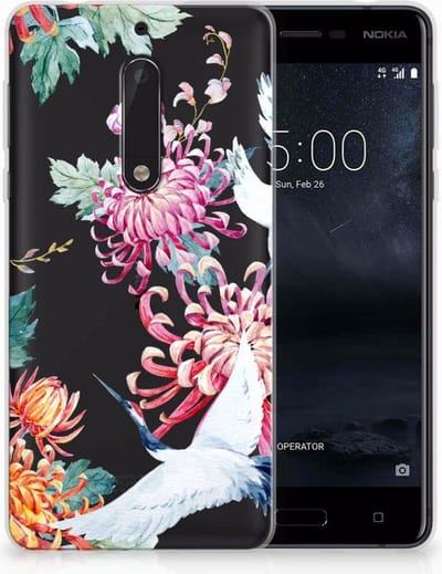 Nokia 5 TPU Hoesje Bird Flowers