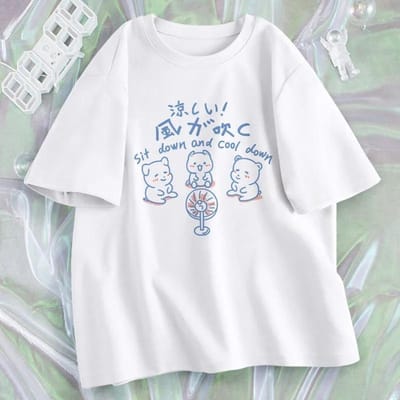 Mode 3D Print T-shirts Zomer Kawaii T-shirt Japanse Cartoon Schattige Kat Korte Mouw T-shirt Huisdier Grafische Blouse Streetwear Kleding S white