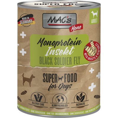 6x750g MAC's Monoprotein Insecten & Superfood nat hondenvoer