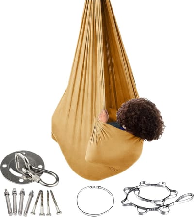 Hangmat schommel kinderen - Stoel hangmat Swing seat - Buiten spelen - Luchtige stoftechnologie - 280 x 100 cm - Goud