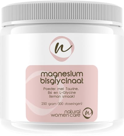 Natural Women Care - Magnesium Bisglycinaat poeder (lemon) - Zeer geschikt voor volwassenen en kinderen (makkelijk te doseren) - Met synergisten Taurine en L-Glycine - makkelijk oplosbaar in water