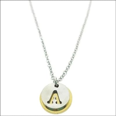 Aramat Jewels | Halskettingen | Stalen Initiaal Ketting met Ronde Letter Hanger – Gepersonaliseerde Ketting | A | |1,5mm | Staal | Volwassenen | Verkleurd niet