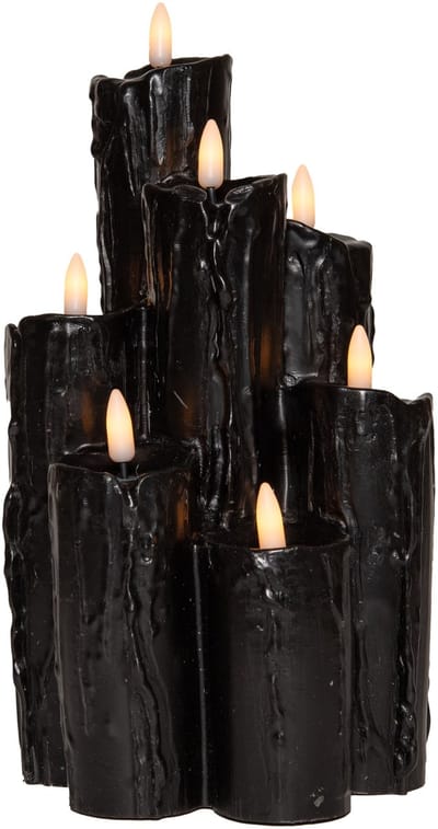 Anna's collection LED kaarsen/druipkaarsen - zwart - met timer - 15 x 15 x 25 cm - woondecoratie