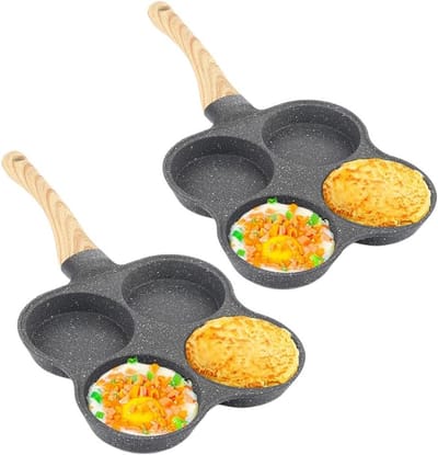 Pannenkoekenpan met 4 gaten - Spiegelei pan Crêpepan - Ontbijt Bereiden - Antiaanbaklaag - 4 Koppen - Zwart