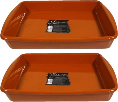 Concorde tapas ovenschaal - 2x - terracotta - rechthoekig - 4 liter - 32 x 23 x 5 cm