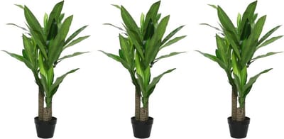 Bellatio flowers & plants Kunstplant drakenbloedboom - 3x - in pot - Dracaena - 105 cm