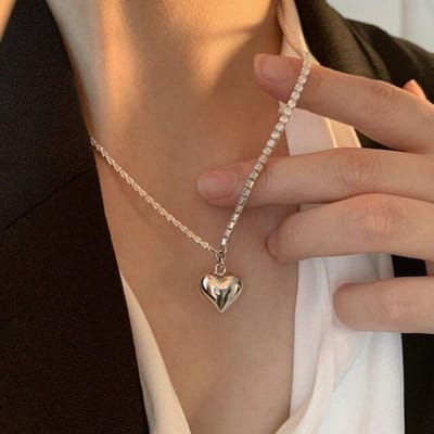 925 Sterling Zilver Geometrisch Liefdeshart Zirkonia Ketting Ketting Vrouwen Feest Sieraden brown