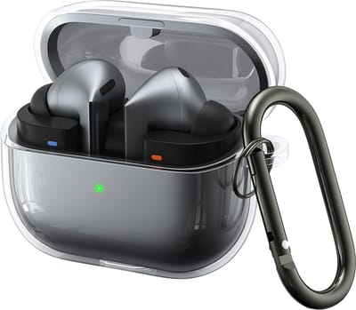 Cazy siliconen Hoesje geschikt voor Samsung Galaxy Buds3 / Galaxy Buds3 Pro - Inclusief karabijnhaak - Beschermt tegen krassen en stoten - Transparant