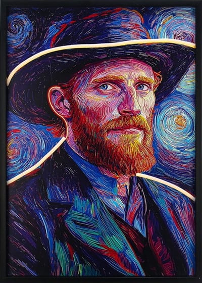 Schilderij met LED Vincent van Gogh 50x70cm