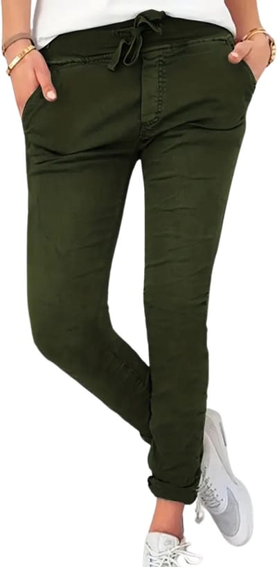 Livano Pantalon Dames - Chino - Golfbroek - Nette Broek - Met Elastische Tailleband - Volwassenen - Groen - S