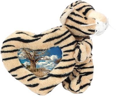 PIA Soft Toys - Babypluche Tijger fotokader - 16 cm - Hart