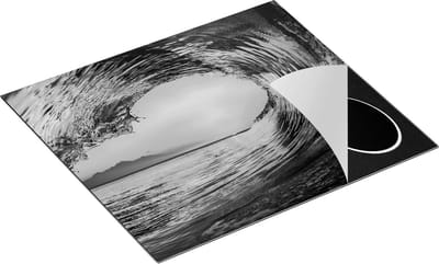 Chefcare Inductie Beschermer Golf bij Zonsondergang - Zwart Wit - 60x50 cm - Afdekplaat Inductie - Kookplaat Beschermer - Inductie Mat