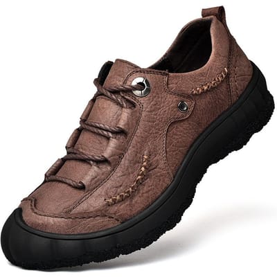Lente en Herfst Nieuwe Outdoor Casual Schoenen Heren Retro Zakelijke Leren Schoenen Heren Leren Schoenen Waterdicht Antislip Wandelschoenen 44 bruin