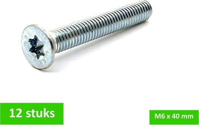 TQ4U schroef verzonken kop - M6 x 40 - volle draad - Torx - verzinkt - 12 STUKS