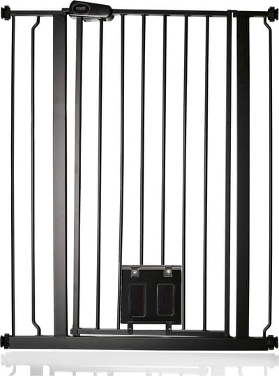 Bettacare Hoog Hek met Kattenluik, 81,4cm - 89cm, Zwart, 104cm Hoog