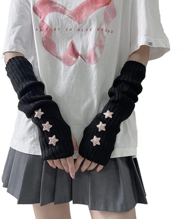 Dailygoody - Vrouwen Gebreide Arm Warmers - Cosplay Lolita - Stijlvol en Warm - Zwart - Vingerloze Handschoenen - Perfect voor Winter - Gebreid