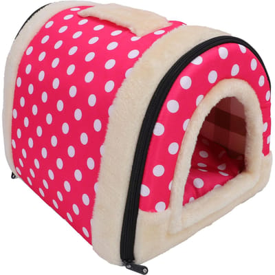 Draagbaar Hondenhuisje Semi-Gesloten Oxford Stof Gezellig Huisdierbed voor Kat Kitten Winter white