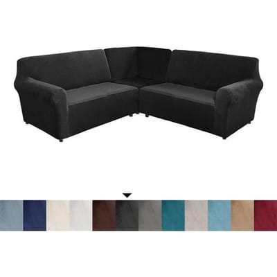 5 Zits Fluwelen Bankhoes Stretch L-vorm Sofa Kussenovertrekken Voor Woonkamer Antislip Wasbare Fauteuil Bankhoezen