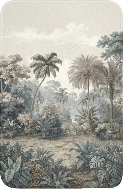 WC mat 40x60 cm - Antislip - Tropisch - Landschap - Illustratie - Toiletmat - Vloermat - Douchemat - Toilet tapijt - Toiletmatten