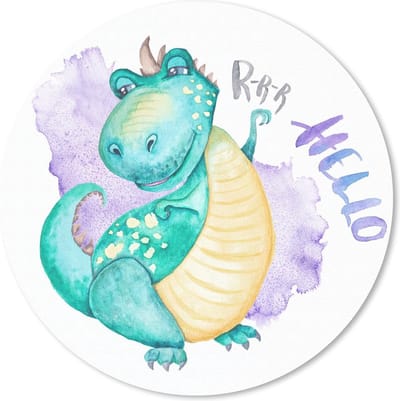 Muismat rond 20x20 cm - Mousepad Kinderkamer - Blauw - Dinosaurus - Jongens - Meisjes - Kind - Ronde muismatten