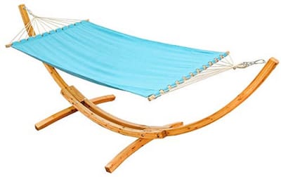 XXL Hangmat met Houten Frame voor 2 Personen - Tuin Hammock in Blauw