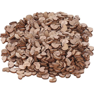 1000 Pièces Cœurs en Bois Bois Durable Largement Utilisé Stimuler l'Imagination Découpes de Cœurs en Bois pour DIY beige
