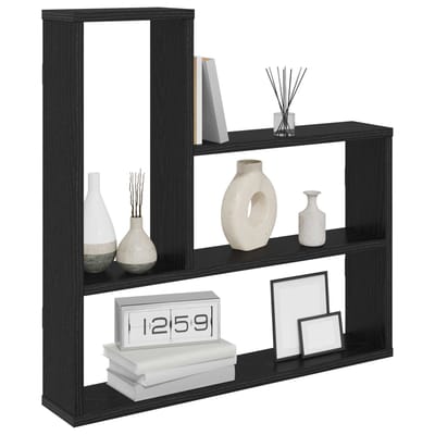 vidaXL - Wandplank - Zwart - eiken - 60 - x - 11 - x - 60 - cm - Bewerkt - hout