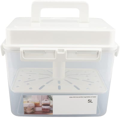 Dailygoods- Fermentatiecontainer 5L - Weckpot - Fermenteren - Zuurkoolpot - Fermentatie set - Luchtdichte deksel met handvat - Fermentatiepot