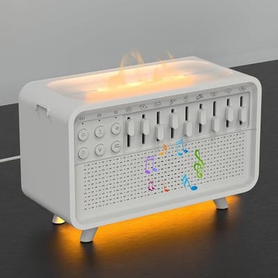 Luchtbevochtiger met Geluid - Diffuser Witte Ruis - Slaap Verbeteren - 8 Witte Ruis Instellingen - 23x12x17cm - Wit