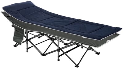RosaBloom Campingbed - Veldbed - Opvouwbaar Bed - Reiscampingbed - Ligbed - Met Matras en Kussen - 188x64,5x53 cm - Donkerblauw