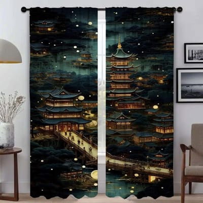 Verduisterende Keukengordijnen Kinderslaapkamer Japanse Stijl Gordijnen voor Slaapkamer Raamgordijn Shades Halloween Decoratie Scheidingspaneel W50xH70cmx2pcs-CL