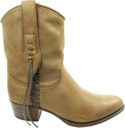 Sendra Boots 8514 Bruin Feif Dames Enkellaars Vlechtwerk Rechte Hak Beetje Spitse Neus Rechte Schacht Treklussen Echt Leer Maat 37