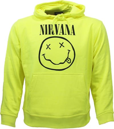 Nirvana Neon Geel Smiley Hoodie Trui Sweater - Officiële Merchandise - S