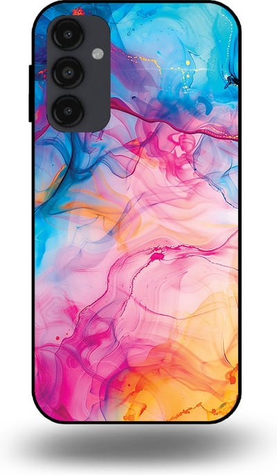 Smartphonica Telefoonhoesje Geschikt voor Samsung Galaxy A34 5G met Regenboog Acryl Marmer Opdruk - TPU Backcover Case Rainbow Acrylic Marble Design geschikt voor Samsung Galaxy A34 5G