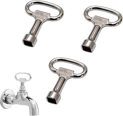 Set van 3 vierkante steeksleutels van roestvrij staal - T-handvat en D-handvat - 54 mm lengte - ideaal voor gasmeters, verdeelkasten en kastdeuren - multifunctioneel gebruik