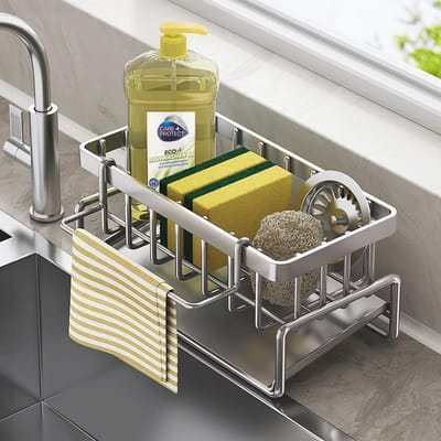 Gootsteenorganizer met Afdruipbak - Keuken- en Badkameroplossing voor Hygiëne en Opbergruimte