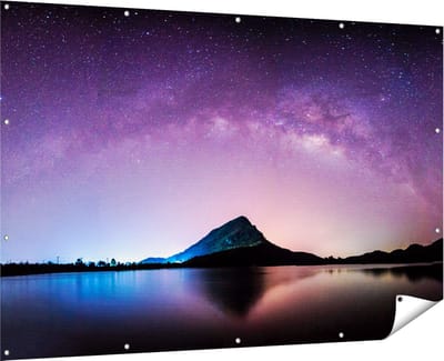 Gards Tuinposter Melkweg bij een Berg in Thailand - 180x120 cm - Tuindoek - Tuindecoratie - Wanddecoratie buiten - Tuinschilderij