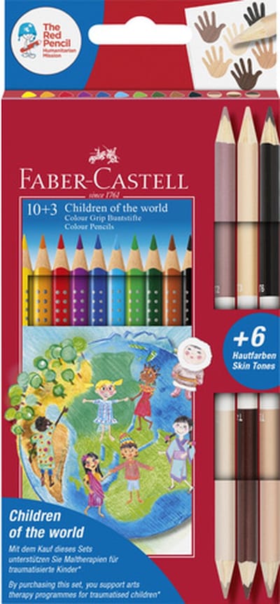 Kleurpotloden Faber-Castell Grip, "Children of The World" in kartonnen etui á 10+3 stuks FC-201746