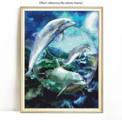 Peinture Diamant 5D Ronde Complète Animal Poisson Mosaïque Diamant Strass Image Broderie 20X30 gray