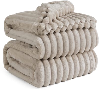 Store_9 - Behaaglijke deken - Zacht en warm - XXL formaat - Beige - Grof ribdeken - Perfect voor knuffelen op de bank - 240 x 220 cm