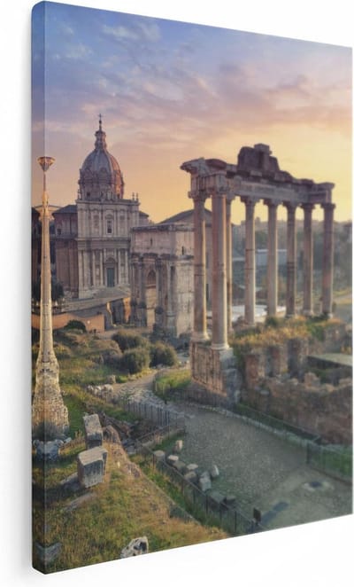 Artaza Canvas Schilderij Romeins Forum - 30x40 cm - Klein - Wanddecoratie Italië - Muurdecoratie Rome - Kamer Accessoires Skyline