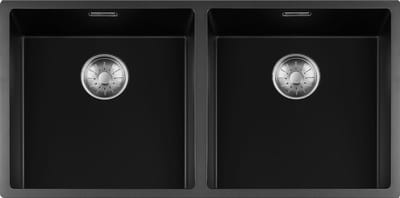 Lorreine Black Quartz Series spoelbak 40+4040cm Plug Inox 4040BQ-FU-Inox