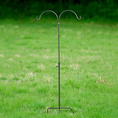 CJ Wildlife Vogelvoederstation Paal - 2 Haken voor o.a. Voedersilo, Vetbolhouder of Pindasilo - Aanpasbaar in Hoogte tussen 125-140cm - Grijs