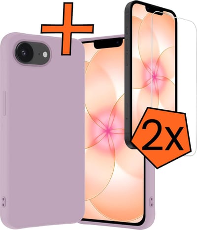 Hoes - Met 2x Screenprotector - Geschikt voor Apple iPhone 17e - Sterk & Shockproof - Back Cover - Siliconen Case - Telefoon Hoes - Lila